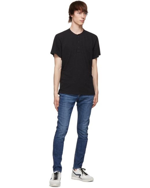 Rag & Bone Black Short-Sleeve Henley T-Shirt for men