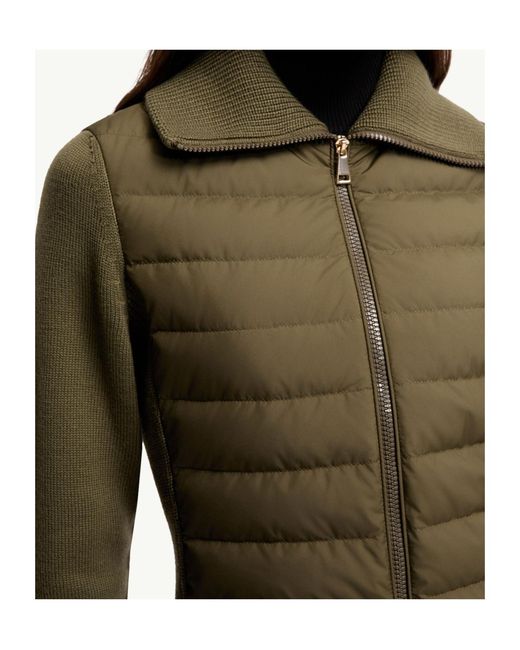 Moncler Green Padded Zip-Up Wool Cardigan