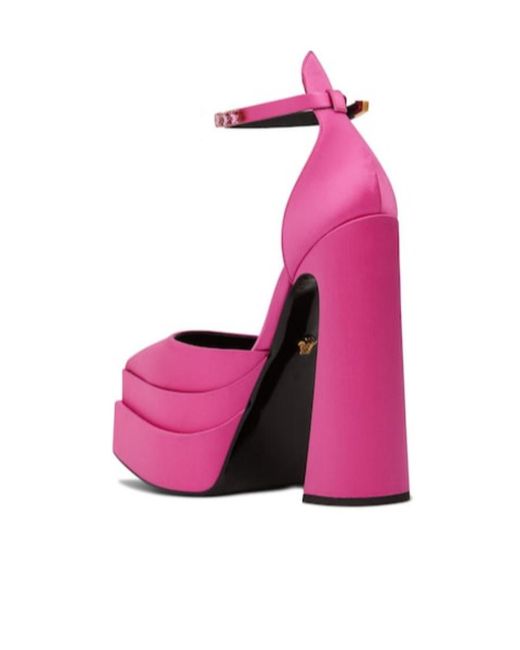 Versace Pink Logo Waterproof Table High Heels