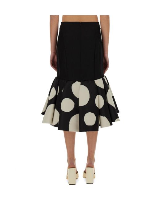 Nina Ricci Black Double Ruffles Midi Skirt