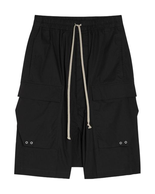 Rick Owens Black Cotton-Poplin Shorts for men