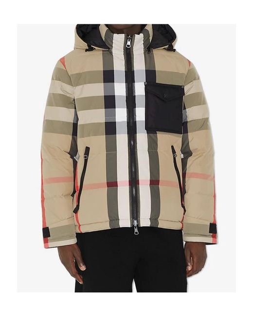 Burberry Brown Reversible Check Puffer Jacket for men