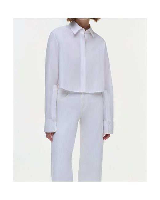 Jonathan Simkhai White Renata Cropped Shirt