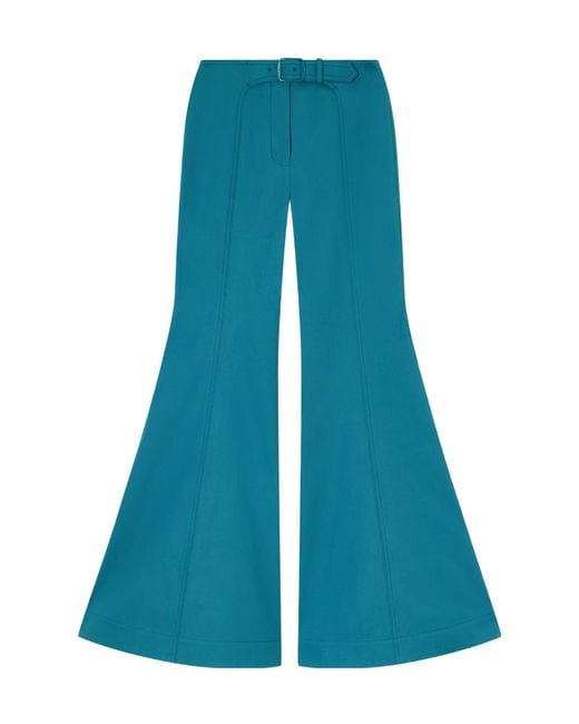 Zimmermann Blue Luna Cotton-Drill Flared Pants