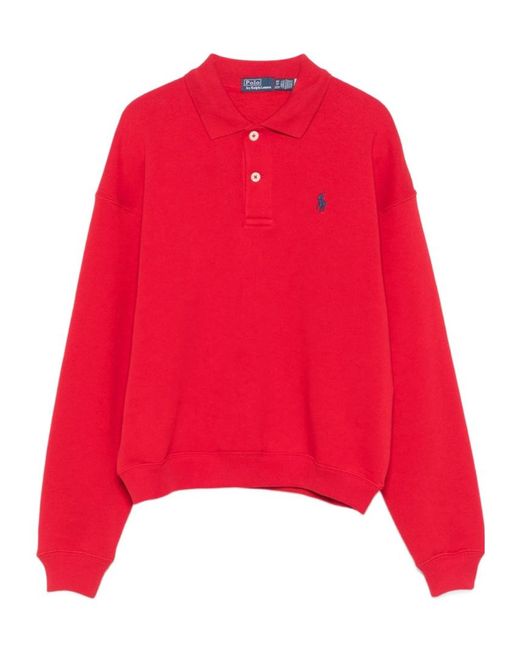 Polo Ralph Lauren Long-Sleeved Polo Shirt in Red | Lyst