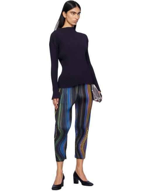 Pleats Please Issey Miyake Blue Pleats Please Issey Miyake Wrap Elasticated Waistband Trousers