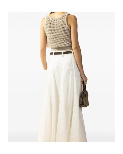 Brunello Cucinelli Natural Sleeveless Knitted Tank Top