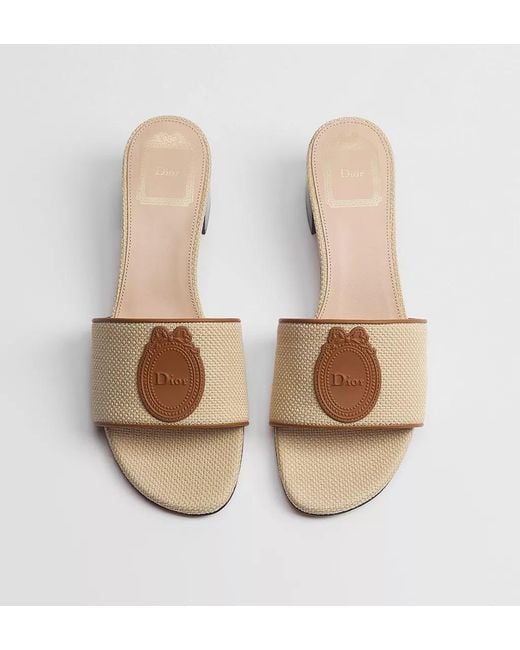 Dior White Iviera Médaillon Heeled Slide