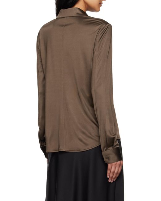 Helmut Lang Brown Lapel Long-Sleeved Shirt