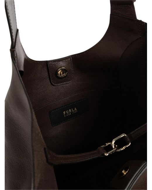 Furla Brown Buckle-Detail Leather Tote Bag