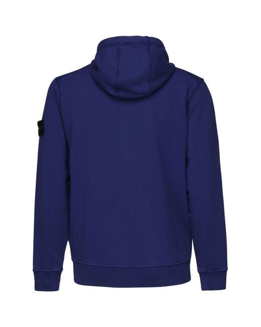 Stone Island Blue Compass Patch Drawstring Hoodie for men