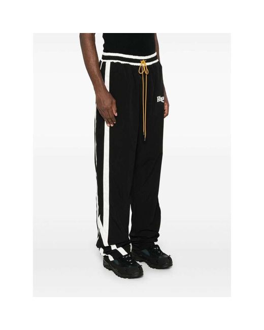 Rhude Black Logo-Print Track Pants for men