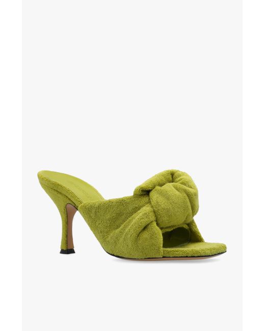 J.W. Anderson Green Terrycloth Open-Toe Mules
