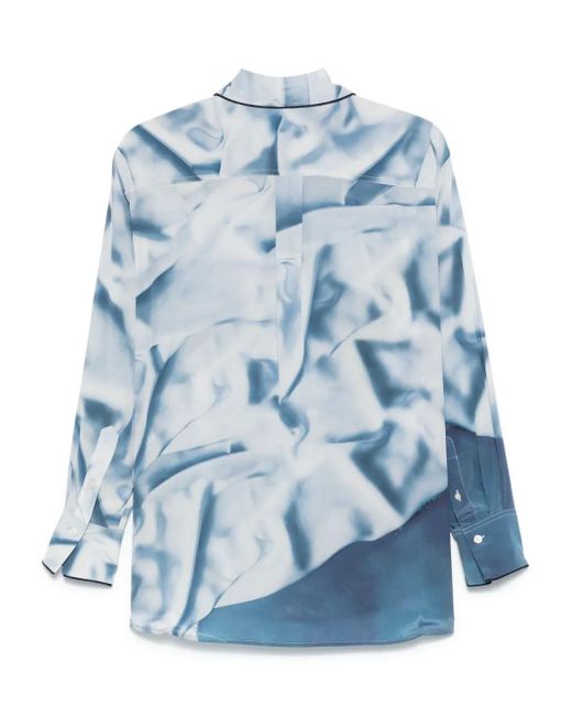 Victoria Beckham Blue Flowers Satin Pyjama Shirt