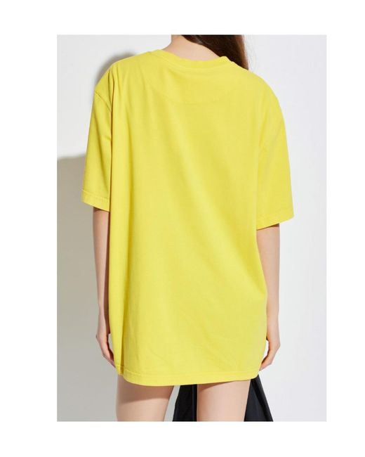 The Attico Yellow The Logo Embroidered Oversized Jersey T-Shirt