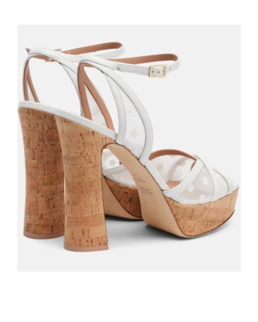Malone Souliers White Sylvie 125 Leather-Trimmed Platform Sandals