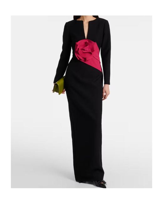 Roland Mouret Blue Floral-Appliqué Crepe Gown