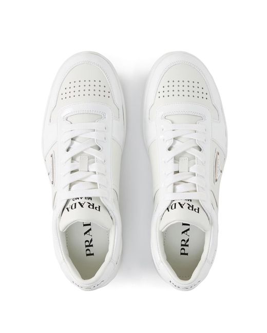 Prada White Downtown Leather Low Top Trainers for men