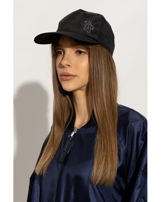 Moncler Black Embroidered Logo Baseball Cap
