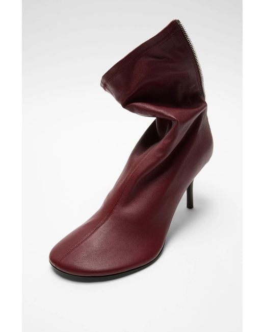 Acne Purple 75Mm Zip Leather Boots