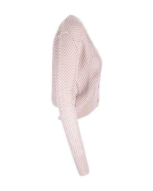 Fabiana Filippi Pink Long-Sleeved V-Neck Knitted Cardigan