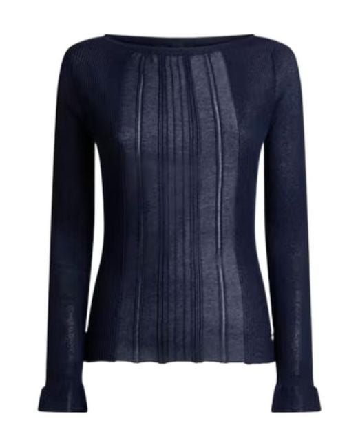 Etro Blue See-Through Jacquard Jumper