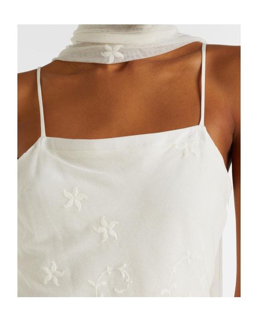 Posse White Cove Tulle-Trimmed Silk-Blend Satin Maxi Dress