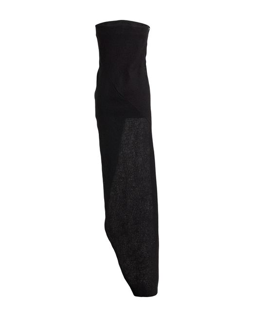Rick Owens Black Solid-Color Flannel Strapless Dress