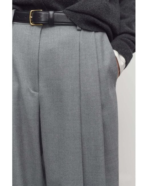 The Row Gray Pleated Trousers
