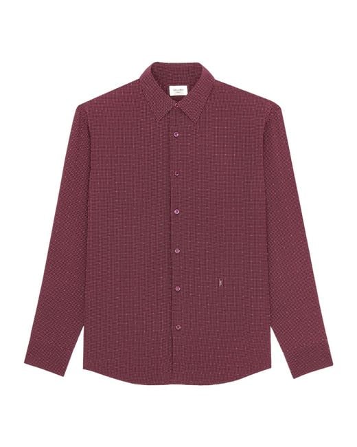 Saint Laurent Purple Cassandre Dotted Shirt for men