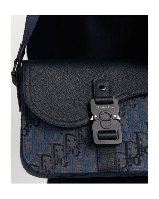 Dior Blue Small Saddle Messenger Bag With Flap for men