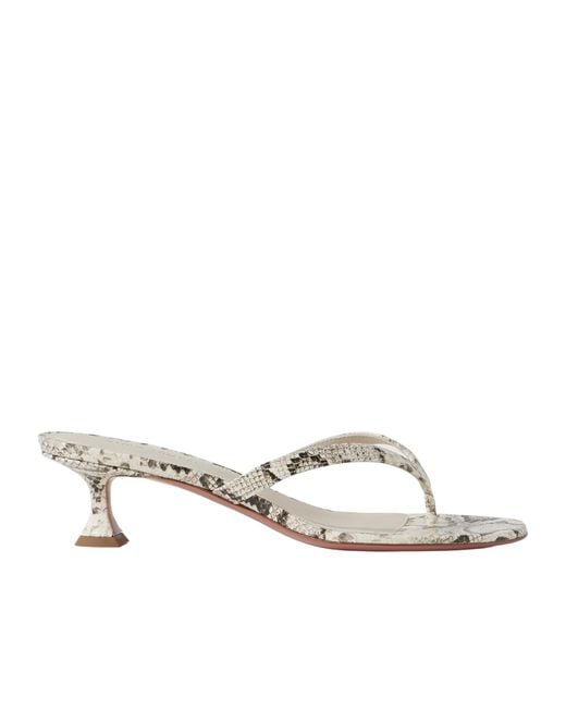 AMINA MUADDI White Snake-Effect Leather Sandals