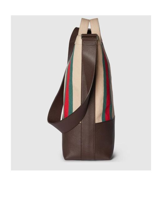 Gucci Black Large Web Striped Top Handle Bag for men