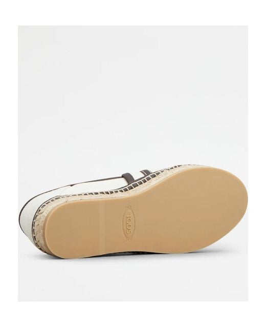 Tod's White Kate Chain-Pattern Espadrilles