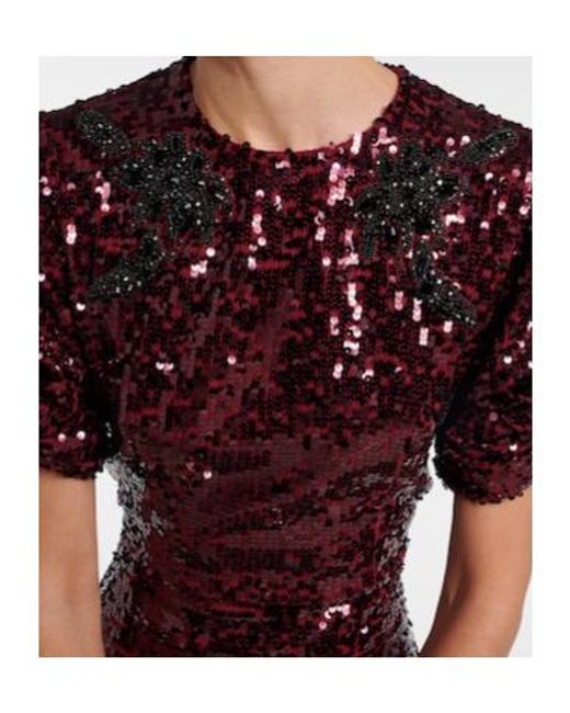 Erdem Red Sequined Midi Dress