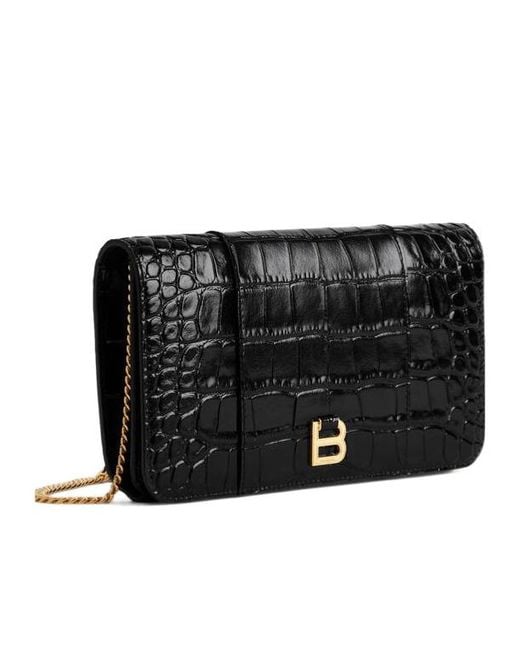 Balenciaga White Logo Chain Clutch Bag