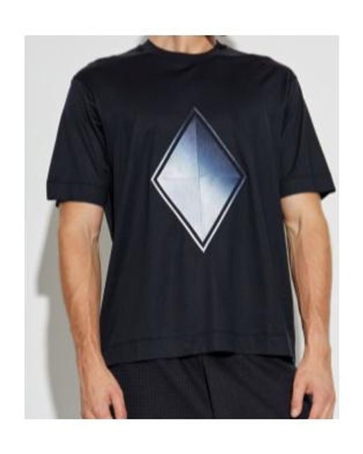 Emporio Armani Black Embroidered Crewneck T-Shirt for men