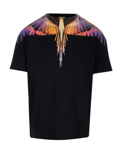 Marcelo Burlon Black Graphic-Print Organic Cotton T-Shirt for men