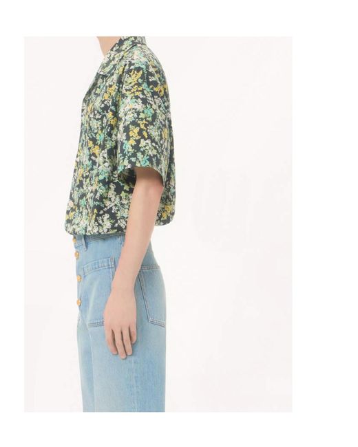 Valentino Green Papier Floral Printed Button-Up Bowling Shirt for men