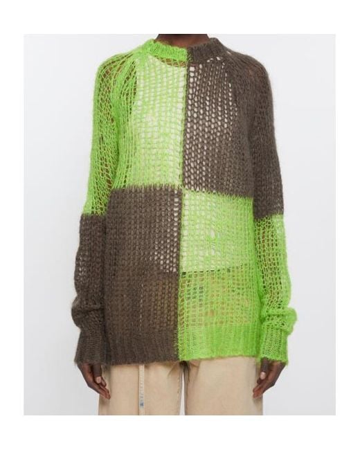 Acne Green Colour-Block Knit Sweater