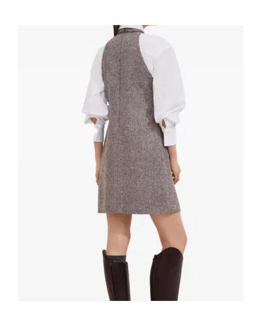 Brunello Cucinelli Gray Herringbone Tweed Dress
