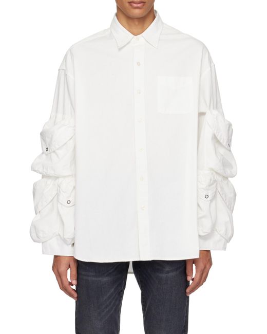 R13 White Cargo Pockets Button-Up Shirt