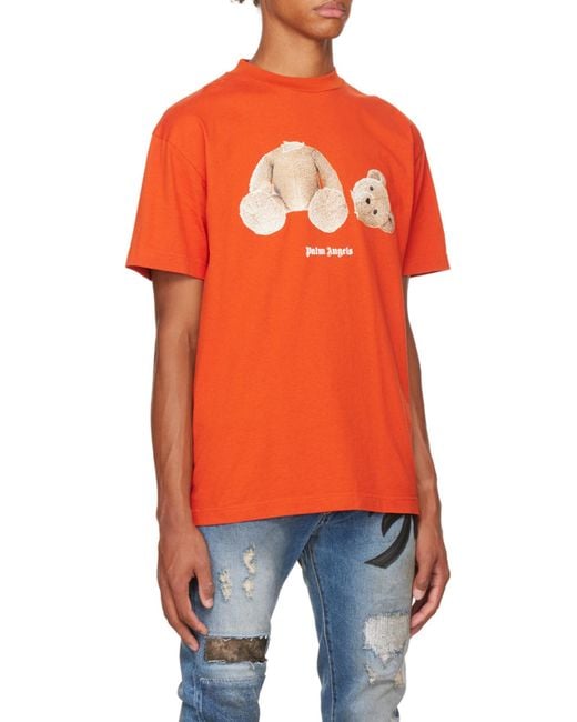 Palm Angels Orange Bear Short-Sleeve T-Shirt for men