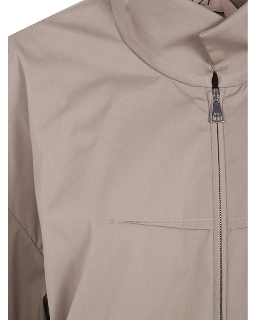 N°21 Brown High-Neck Zip-Up Bomber Jacket