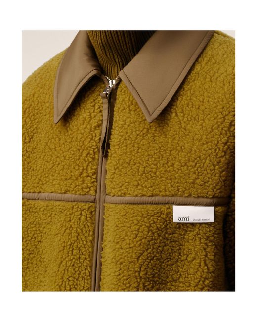 AMI Green Boxy Fleece Jacket for men