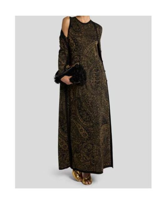 Etro Multicolor Paisley Jacquard Lurex Thread Maxi Cardigan