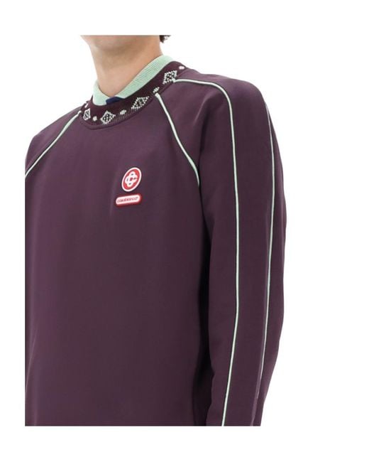Casablanca Purple Logo-Trim Crewneck Sweatshirt for men