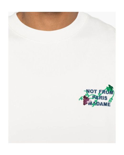 Drole de Monsieur White Vine Embroidered Slogan Sweatshirt for men
