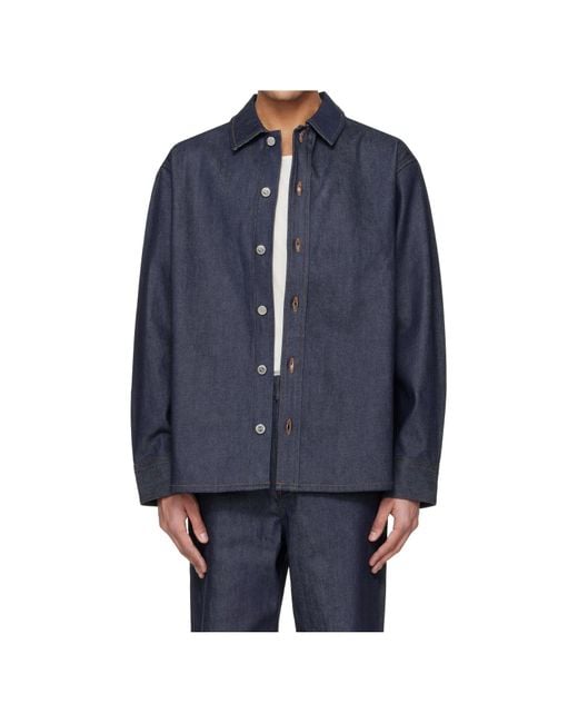 A.P.C. Blue Long-Sleeved Collared Denim Shirt for men