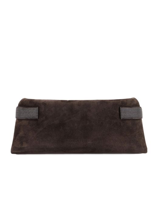 Brunello Cucinelli Brown Essence Precious Strapped Clutch Bag